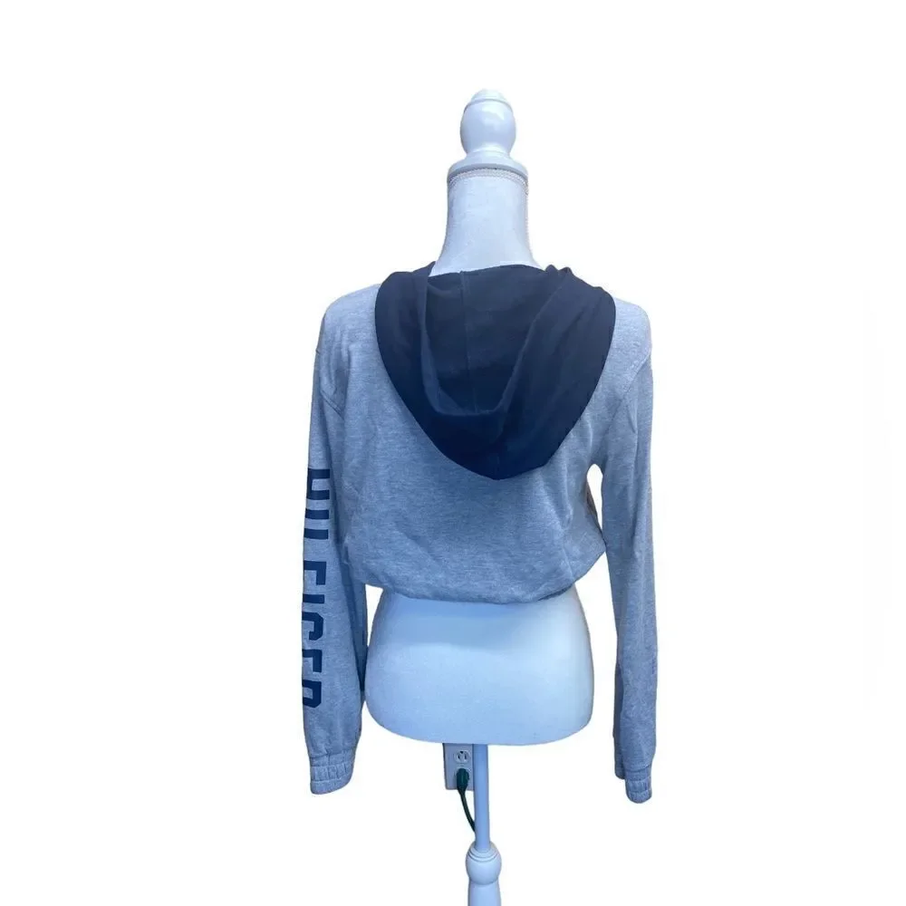 Tommy Hilfiger Long Sleeved Hooded Gray Cropped Top Women's Size Small